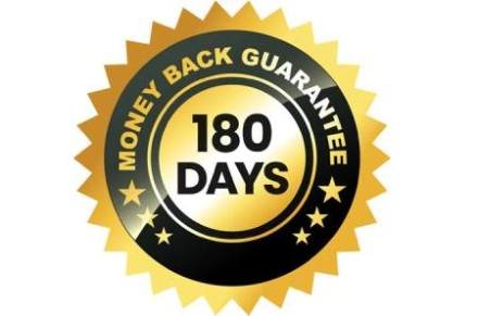 180-day satisfaction guarantee seal for Ikaria Lean Belly Juice users